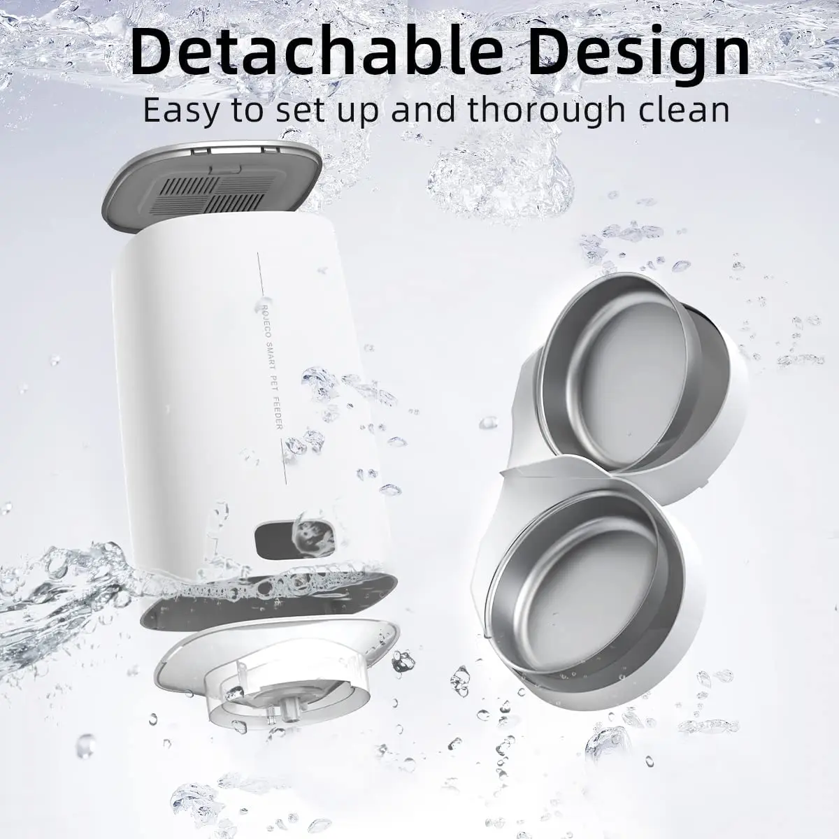 ROJECO Automatic Cat Feeder Pet Smart Cat Food Kibble Dispenser Remote Control WiFi Button Auto Feeder For Cats Dog Accessories - Image 4