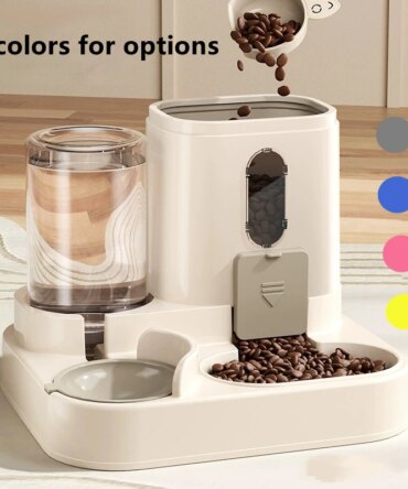 Automatic Dog Cat Feeder and Water Dispenser Gravity Food Feeder and Waterer Set with Pet Food Bowl Universal Pet Products
