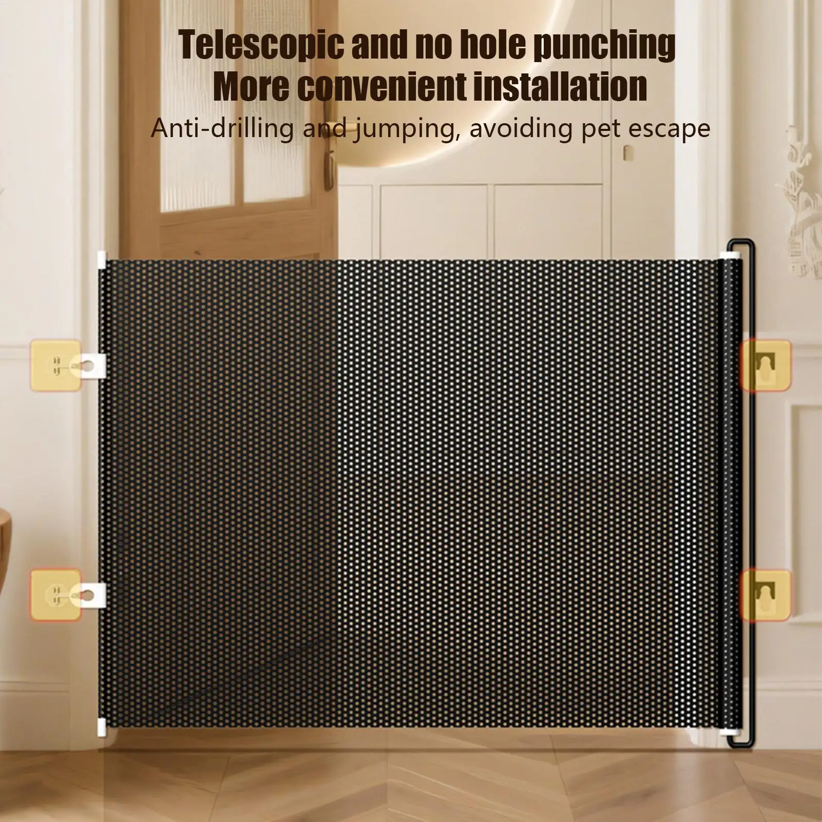 49 Inch Retractable Baby Gate Punch-free Pets Stair Gate Dog Cat Stair Door Fence Childproof Net No-Drill Mesh Safety Barrier - Image 3
