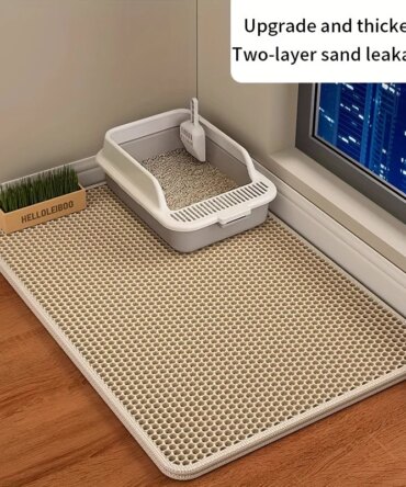 1Pc Large Size Cat Litter Mat-Advanced Honeycomb Double Layer Design,Urine Waterproof,Easy Cleaning,Scatter Control,Stay Clean