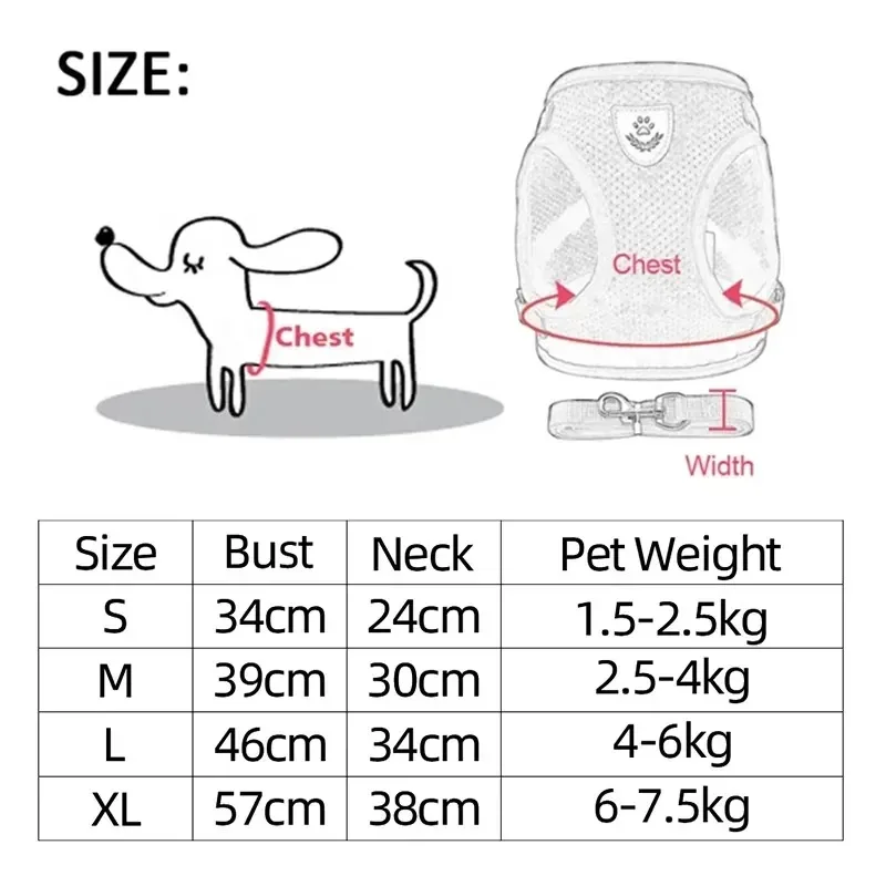 Adjustable Polyester Dog Harness Vest with Leash for Small to Medium Pets Cat Walking Collar with Mesh Material for Puppy Dogs - Image 6