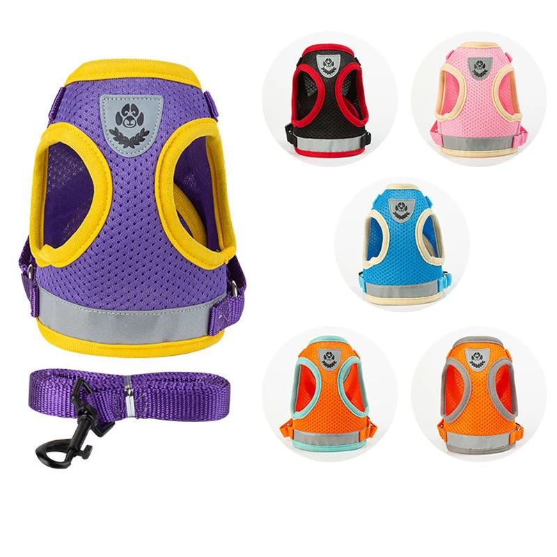 Dog Harness Vest Set for Small Medium Dog Harness Leash Puppy Cat Vest Harness Puppy Pet Kitten Leads Reflective Cats Collar
