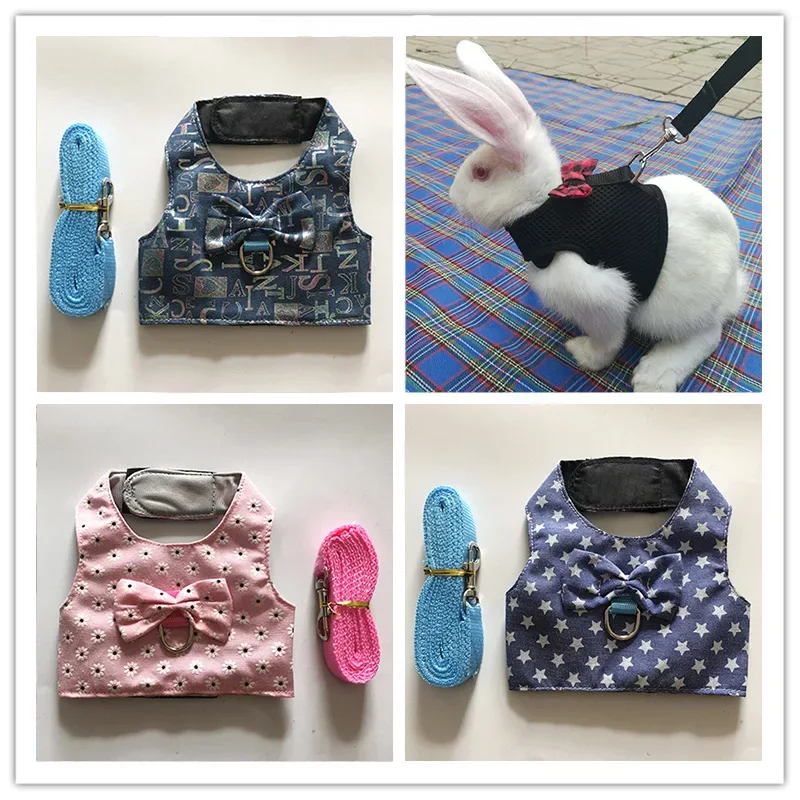 Small Animal Outdoor Walking Harness and Leash Set Cute Clothes for Puppy Kitten Pigs Bunny Chinchillas Necklace Rabbit Vest - Image 5