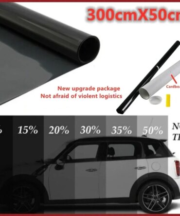 300cmx50cm 5%-50% Black Car Window Foils Film Auto Home Window Glass Summer Solar UV Protector Sticker Films Autos