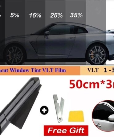 1 Roll 50cm X 3m 1/5/15/25/35 Percent VLT Window Tint Film Glass Sticker Sun Shade Film for Car  UV Protector foils Sticker Film