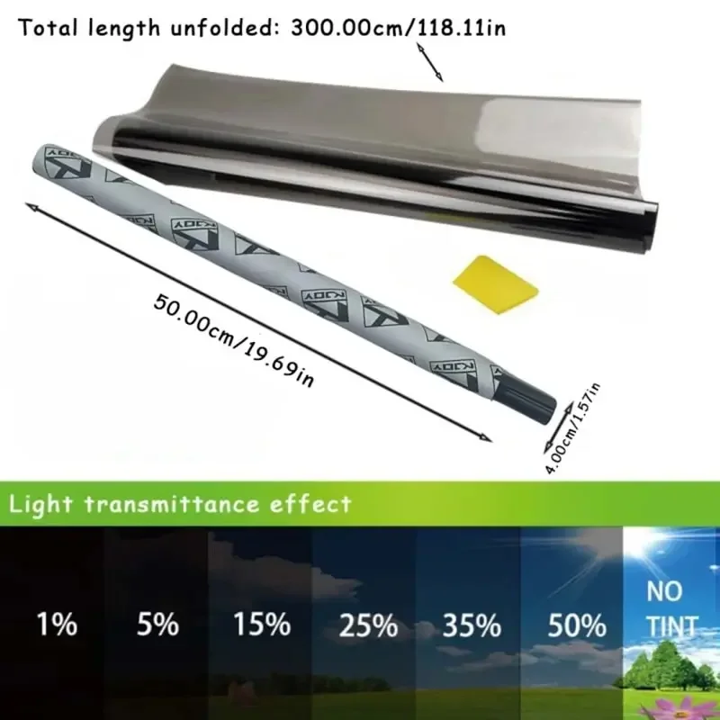 3Mx50CM VLT Black Car Window Foils Tinting Film Home Window Glass Solar UV Protector Sticker Films Pearl Cotton Stick Box PAC