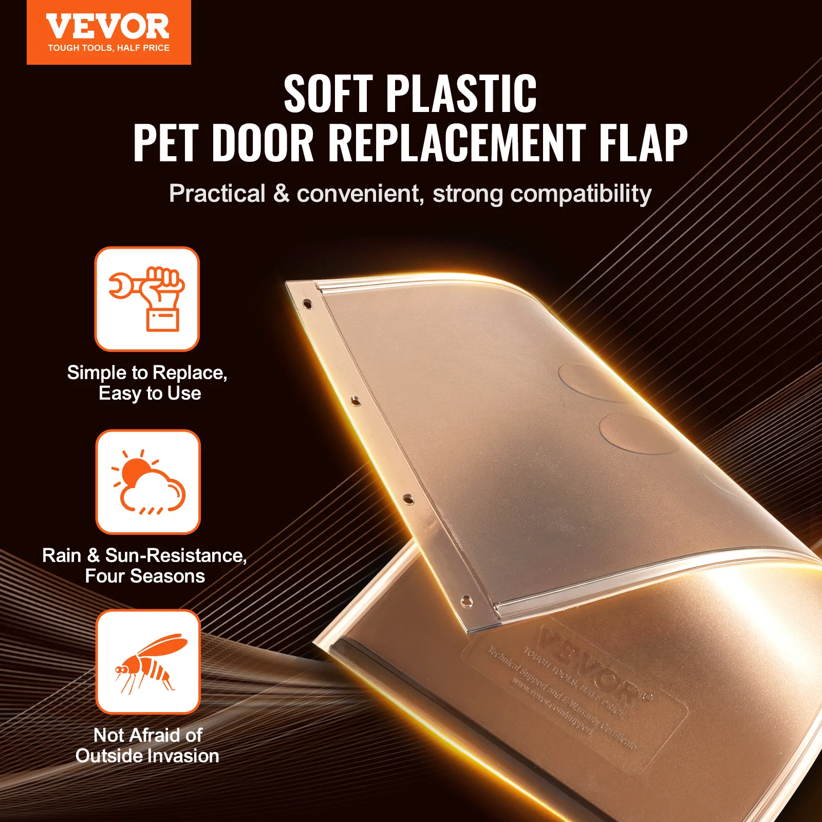 SucceBuy Pet Door Replacement Flap Compatible with Flap Pet Doors Magnetic Strip Weather-proof Thickened PVC Replacement Flap - Image 2