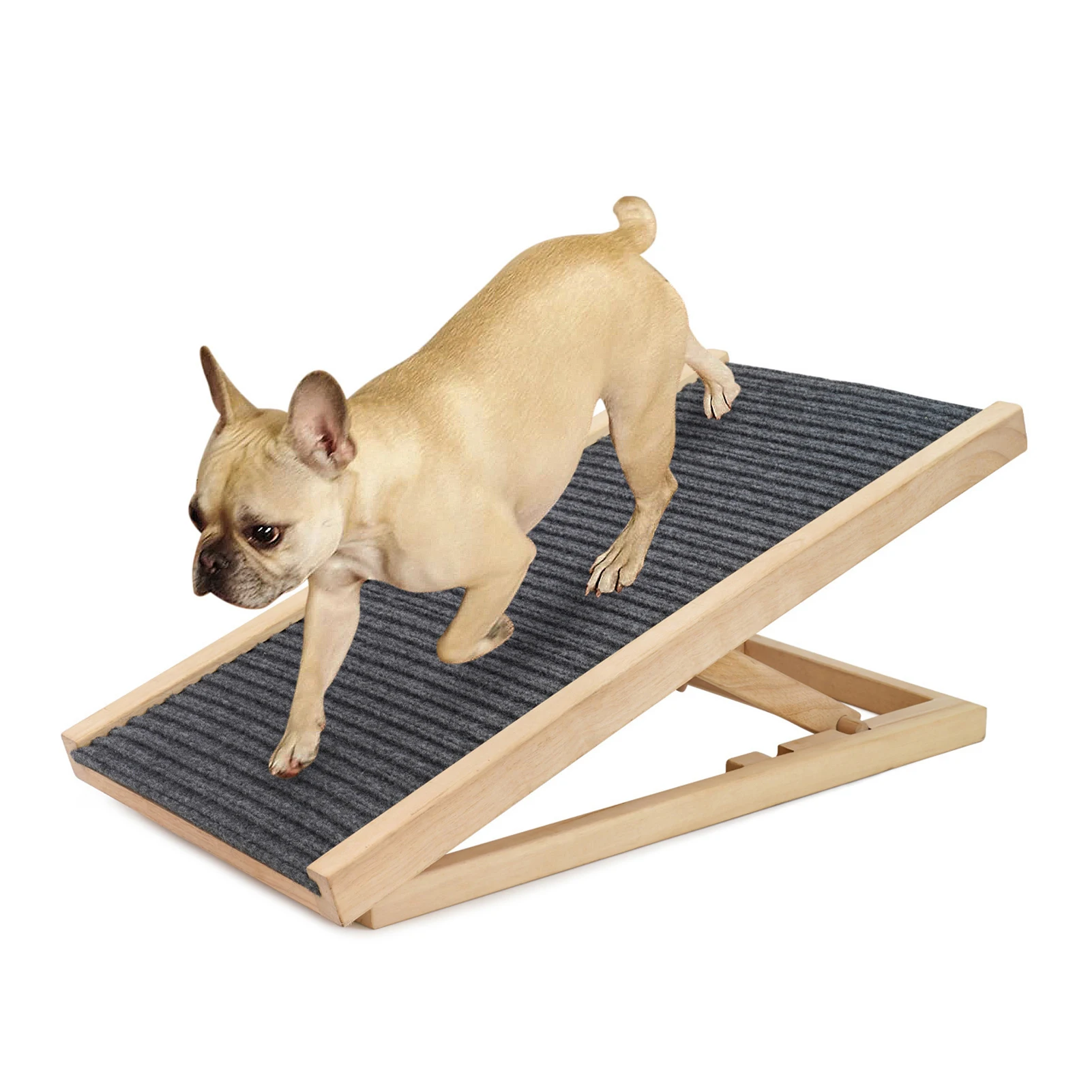 Adjustable Dog Ramp Pet Wooden Folding Dog & Cat Stair for Couch High Bed Non Slip Carpet Surface 2/4 Levels Height Adjustable - Image 5