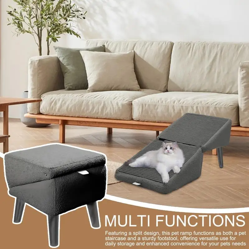 Multifuction Dog Ramp for Bed Foldable Dog Stairs Anti-Slip Kitten Puppy Ladder Multifunctional Footrest Stool for Dog Cats