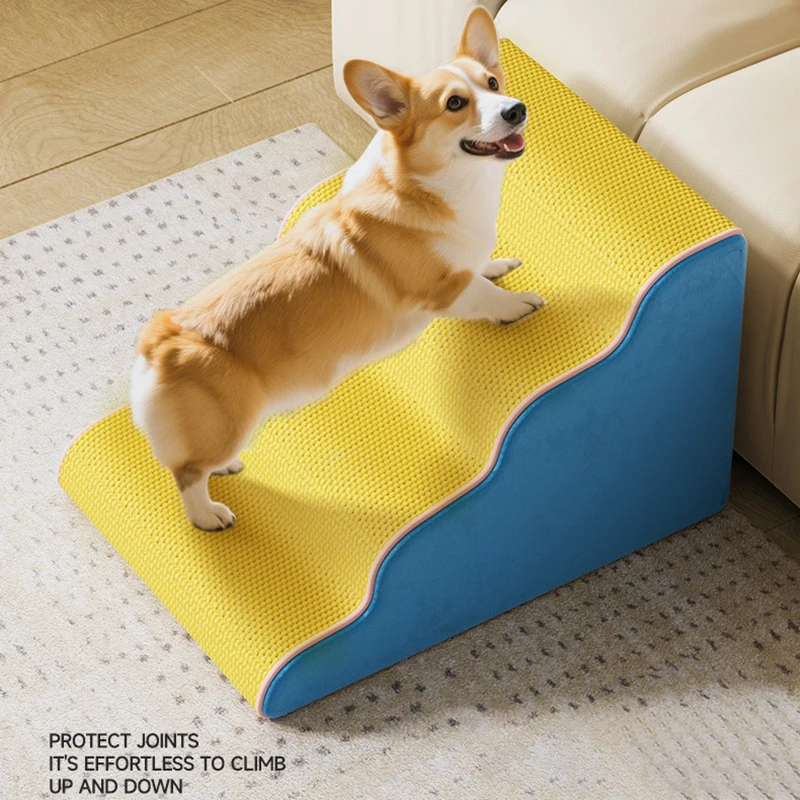 Dog Cat Ramp Ladder 3/4 Step Pet Stair Memory Foam Sponge Dogs Sofa Removable and Washable Training Pet Ramp Stairs Pet Supplies - Image 3