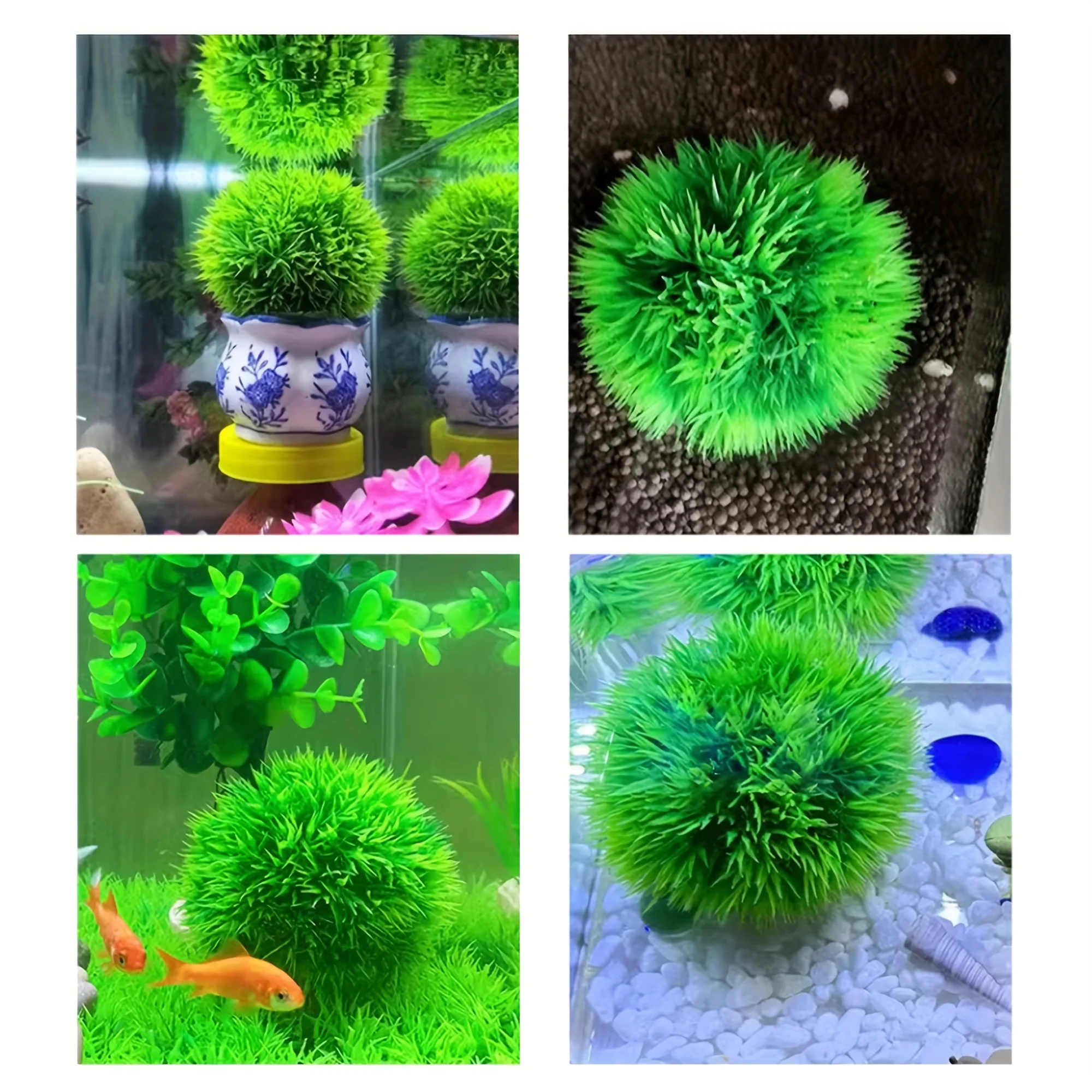 Aquarium Decorative Artificial Aquarium Grass Ball – Durable Faux Water Plant for Fish Tank Decor, Fade-Resistant - Image 4