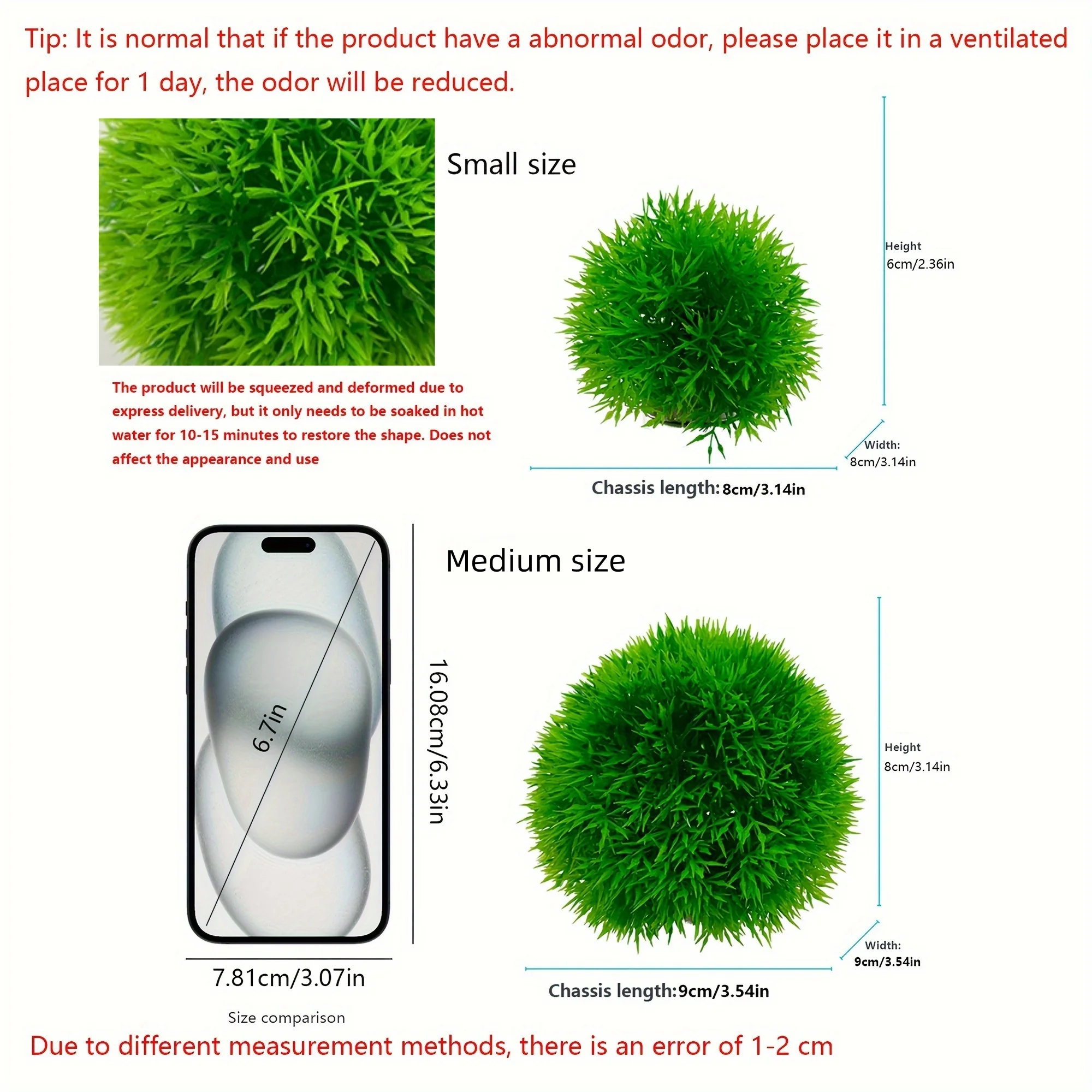 Aquarium Decorative Artificial Aquarium Grass Ball – Durable Faux Water Plant for Fish Tank Decor, Fade-Resistant - Image 2