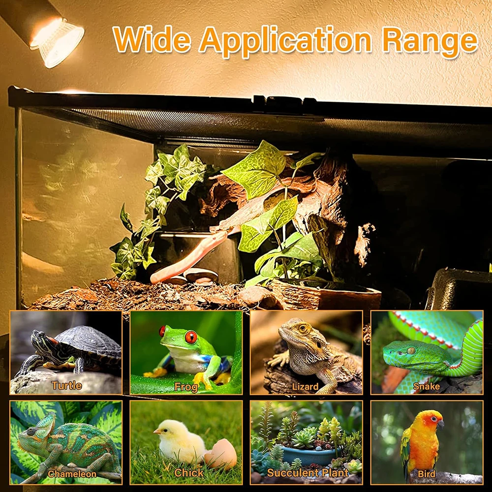 Reptile Heat Lamp 50W UVA UVB Light Rotatable Basking Spot Light Simulated Sunlight For Turtle Lizard Dimmable Heating Lamp - Image 6