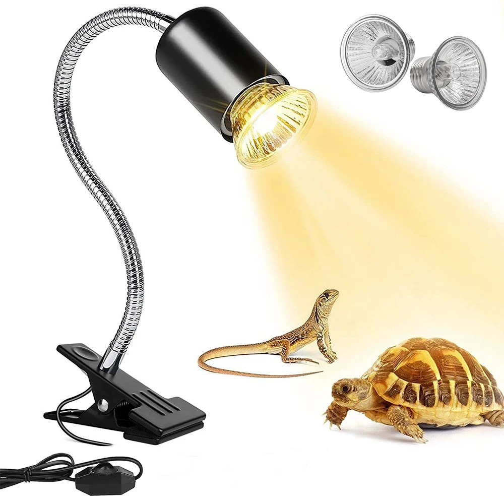 Reptile Heat Lamp 50W UVA UVB Light Rotatable Basking Spot Light Simulated Sunlight For Turtle Lizard Dimmable Heating Lamp