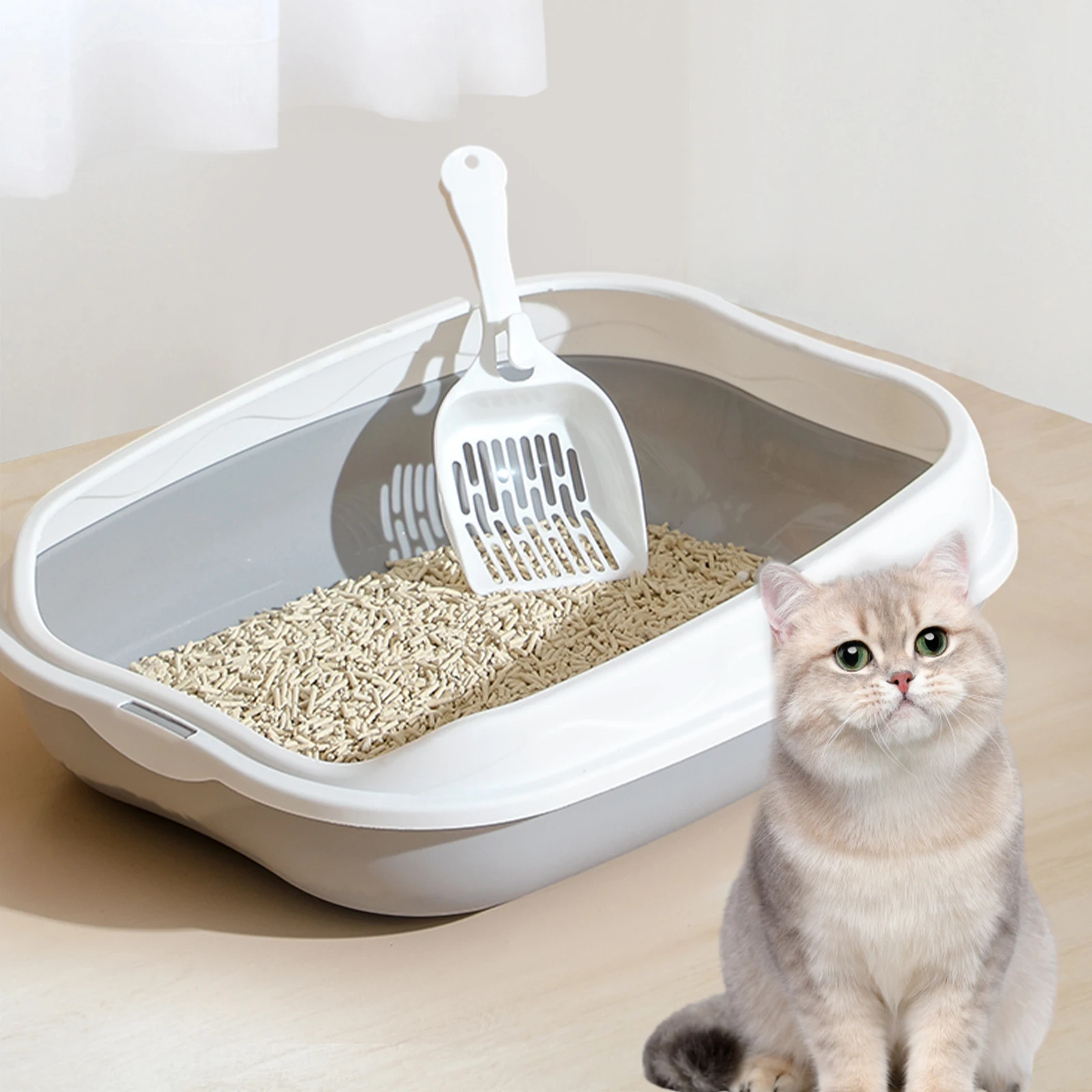 Semi-enclosed Litter Box Spatter-proof Cat Toilet Large Kitten Cleaning Supplies Large Cat Poop Bowl Pet Bupplies - Image 6