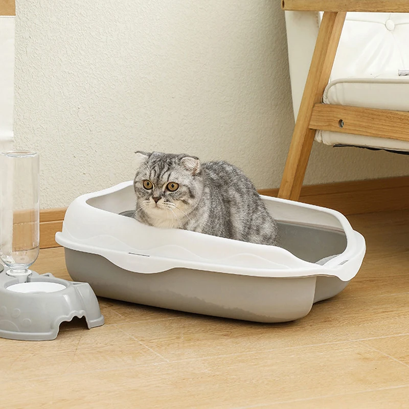 Semi-enclosed Litter Box Spatter-proof Cat Toilet Large Kitten Cleaning Supplies Large Cat Poop Bowl Pet Bupplies - Image 3