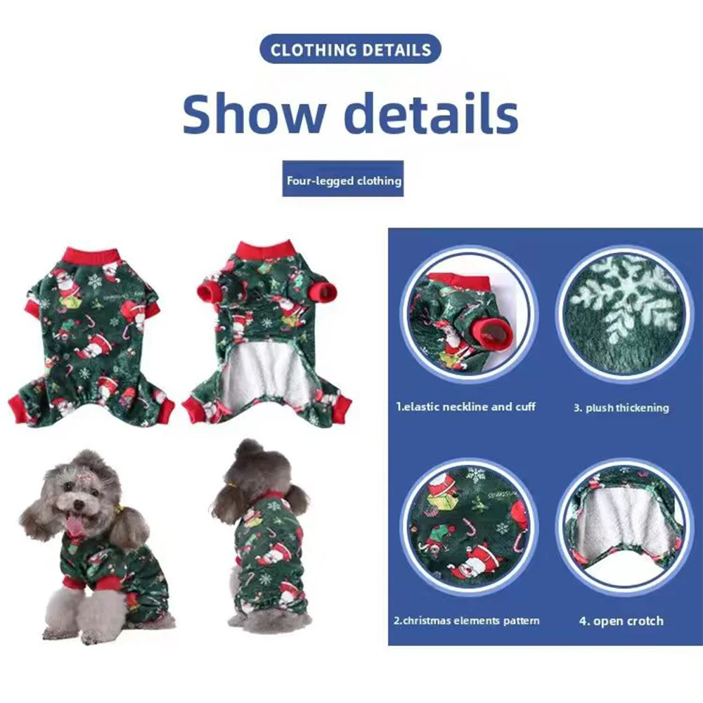 Santa Dog Costume 4-Legged Warm Soft Christmas Puppy Clothes for Xmas Party Pet Apparel for Small Medium Large Dogs Holiday Gift - Image 3