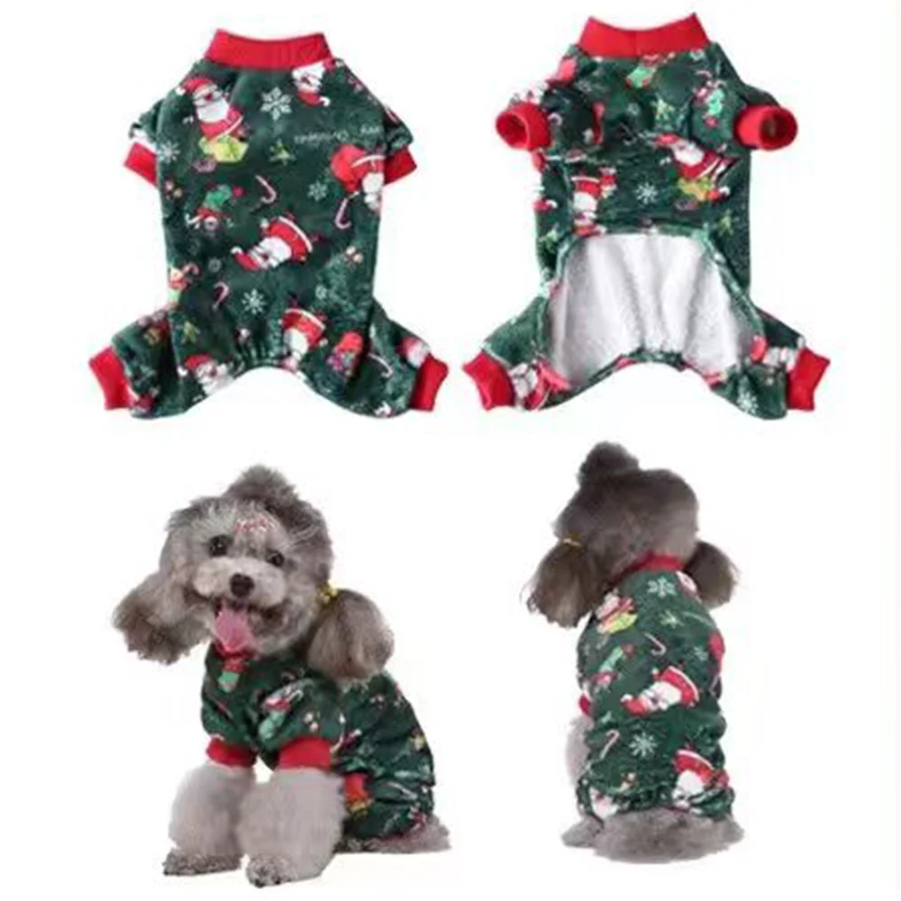 Santa Dog Costume 4-Legged Warm Soft Christmas Puppy Clothes for Xmas Party Pet Apparel for Small Medium Large Dogs Holiday Gift