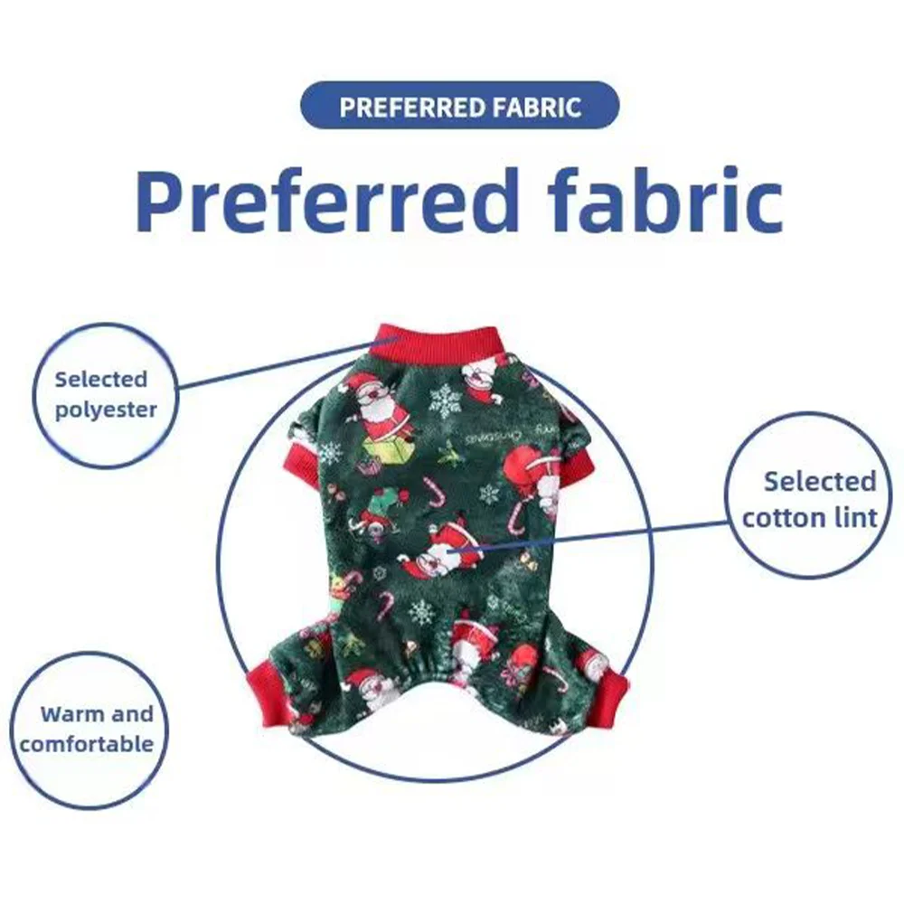 Santa Dog Costume 4-Legged Warm Soft Christmas Puppy Clothes for Xmas Party Pet Apparel for Small Medium Large Dogs Holiday Gift - Image 5