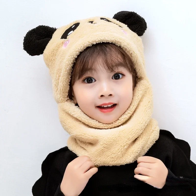 Cartoon Hat for Girls Boys Scarf Thicken Cap Winter Hat for Kids Newborn Baby Stuff Children Hat Plus Fleece Kids Caps 1-18Years - Image 4