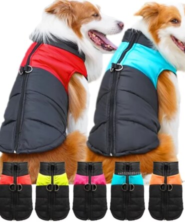 Waterproof Warm Dog Clothes Pet Coat Winter Vest Padded Zipper Jacket Dog Clothing for Small Medium Big Dogs Outfit