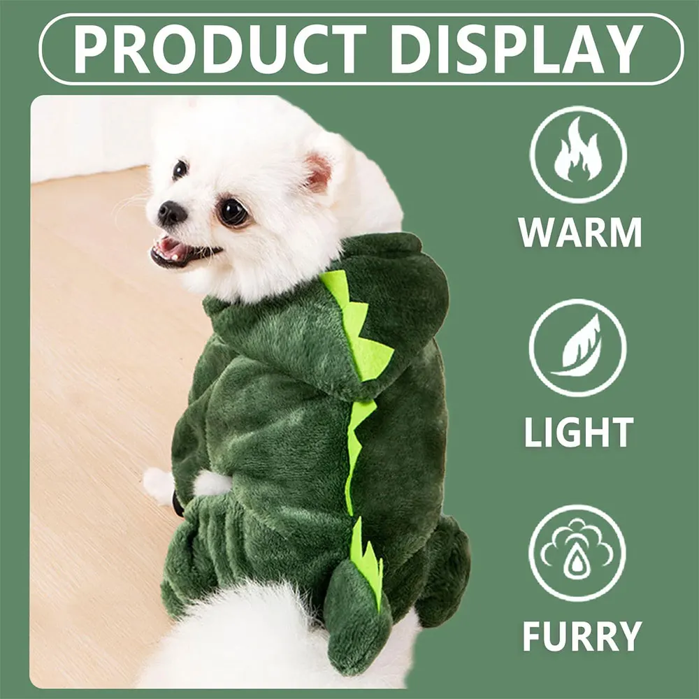 Autumn and Winter Dinosaur Clothing Cotton Pet Pullover, Animal Theme Puppy and Kitten Clothing, Cute and Soft Pet Clothing Suitable for Small Cats and Dogs - Image 3