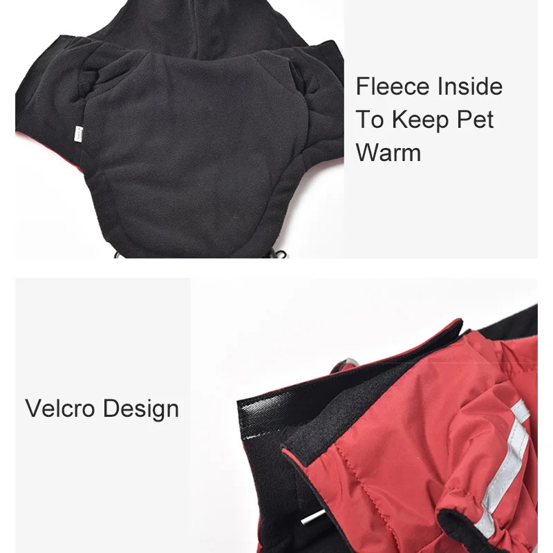 Autumn Winter Pet Dog Waterproof Warm Coat Cotton Hooded Jacket The Dog Face Small Dogs Cat Reflective Pet Clothes Winter Coat - Image 4