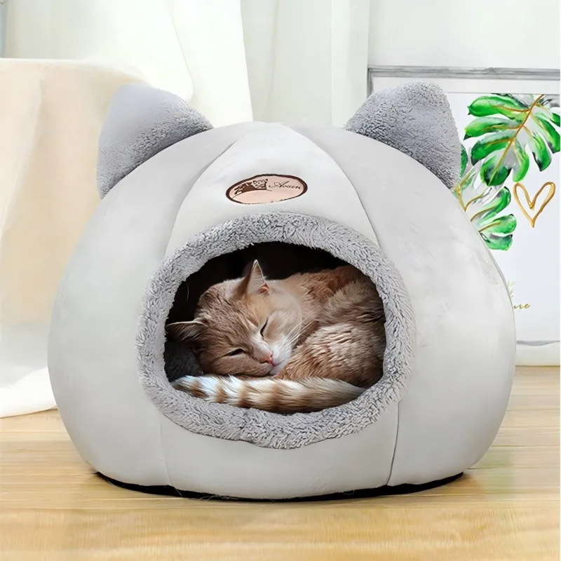 Pet bed with cat ears cat bed for small medium large cats Keep warm in winter Comfortable and soft Machine washable - Image 6