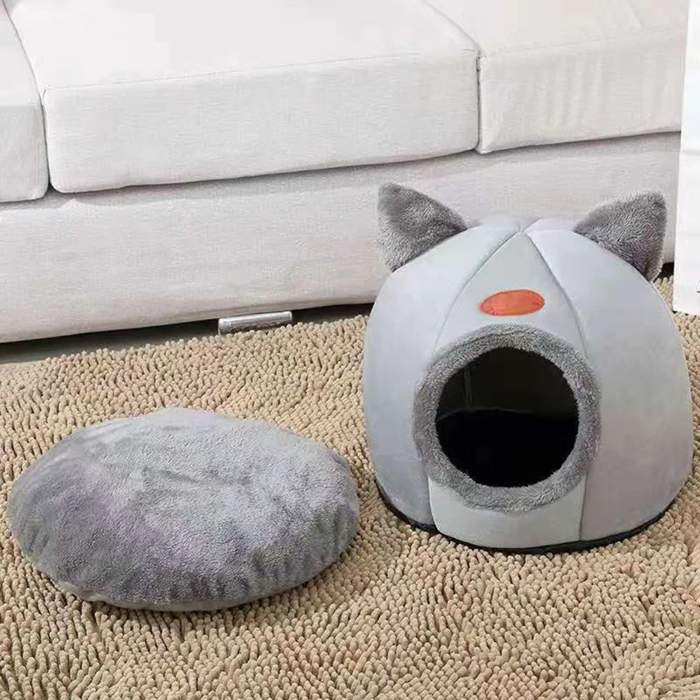 Pet bed with cat ears cat bed for small medium large cats Keep warm in winter Comfortable and soft Machine washable - Image 3