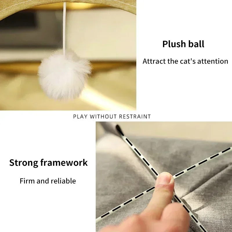 Pet Tent Bed Removable Cat Sofa Basket Canvas Semi-enclosed Cat House Dog Cave Hut Cat Sleeping Bed for Room Decor Pet Supplies - Image 4