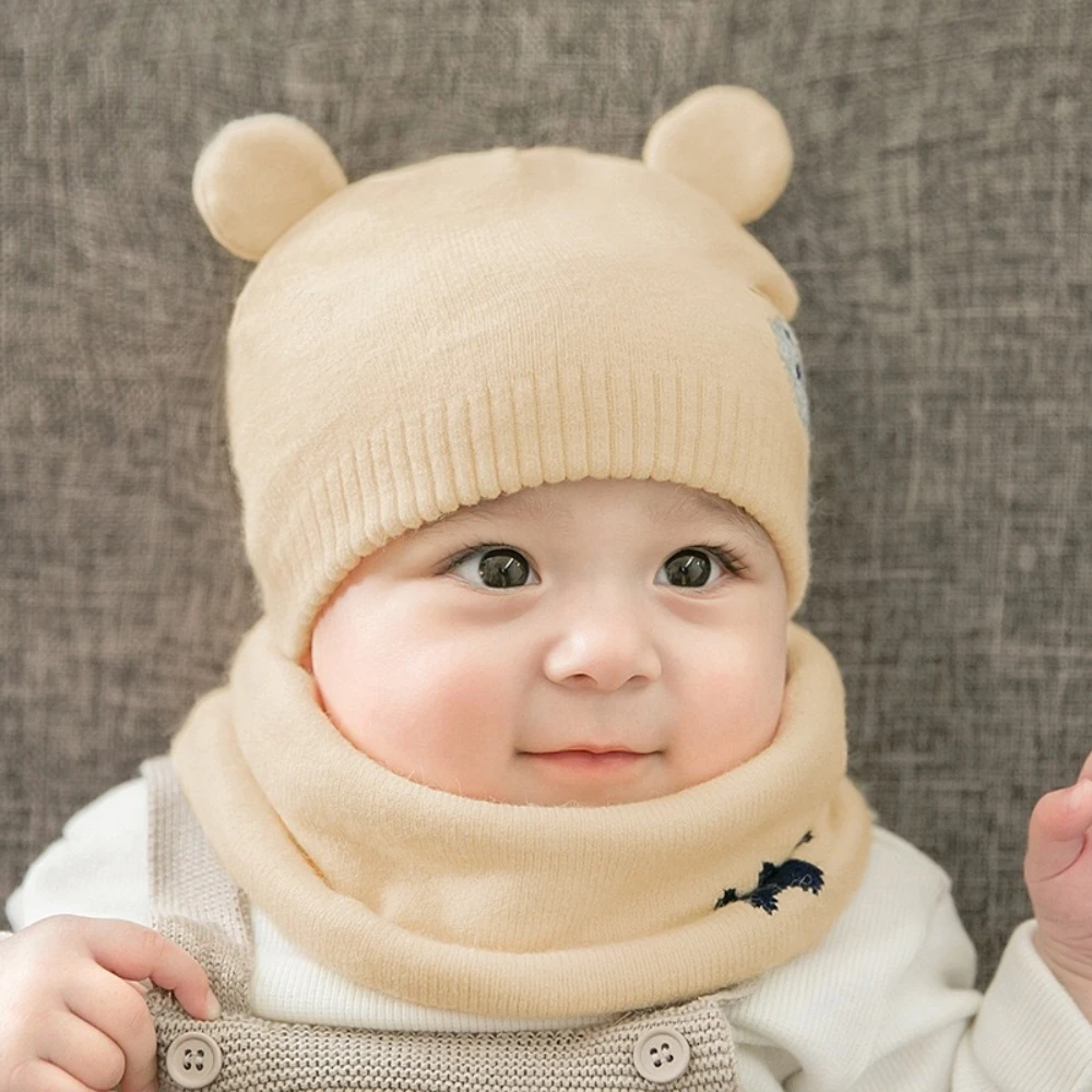 Baby Boy Girl Cute Winter Hats Scarfs Set,Toddler Warm Beanie Hat, Knit Soft Cotton Caps Scarves for Infant Kids 6-36 Months - Image 6