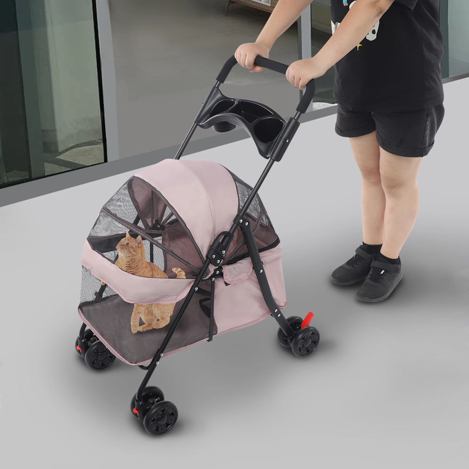Foldable Lightweight Pet Cart For Small To Medium Dogs And Cats Outdoor Dog Walking Is Effortless - Image 4