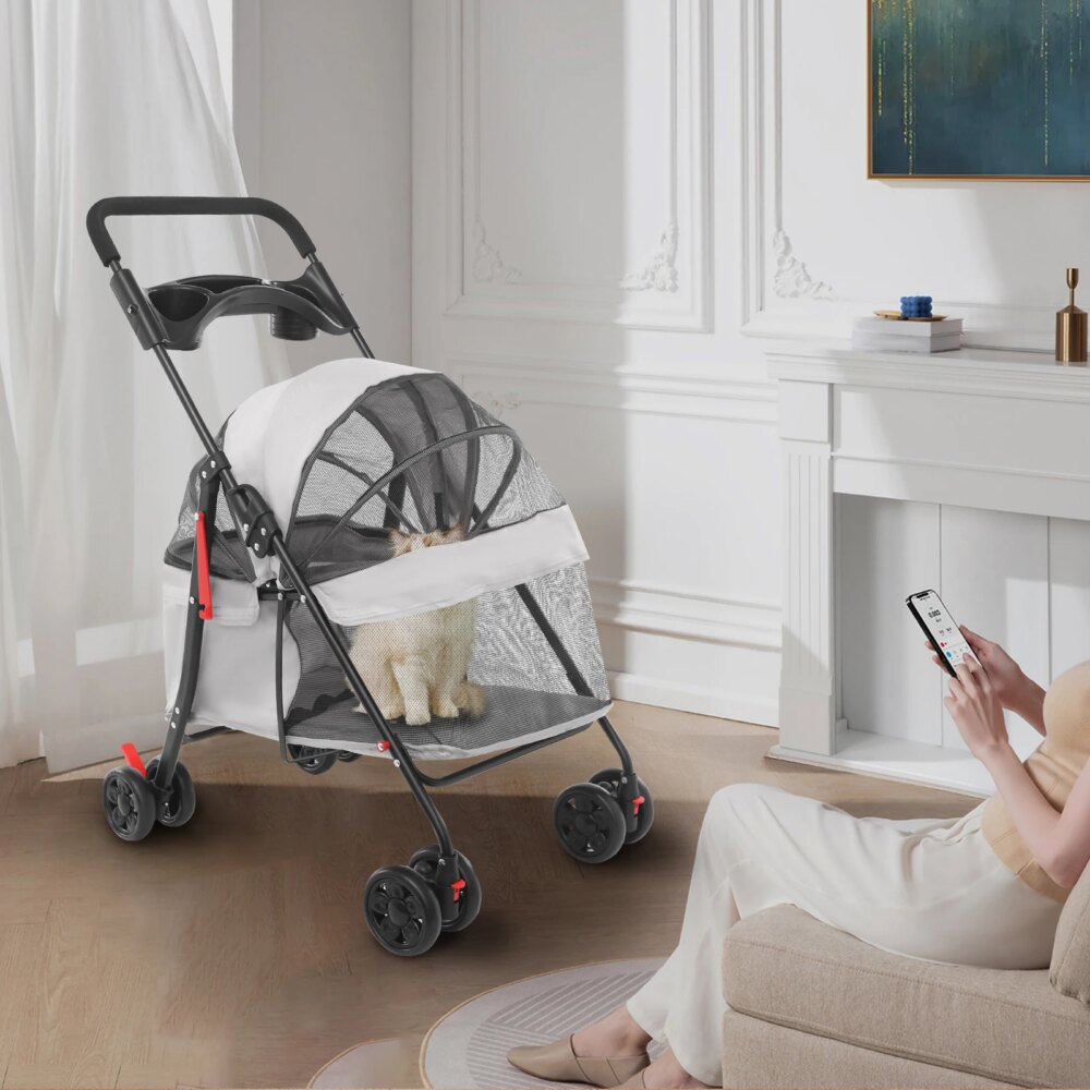 Foldable Lightweight Pet Cart For Small To Medium Dogs And Cats Outdoor Dog Walking Is Effortless