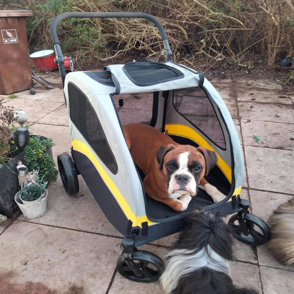 Premium Dog Stroller Pram 4 Wheel Foldable Cart Travel Walk Pet Jogger Wagon for Small Medium Large Dogs - Image 4