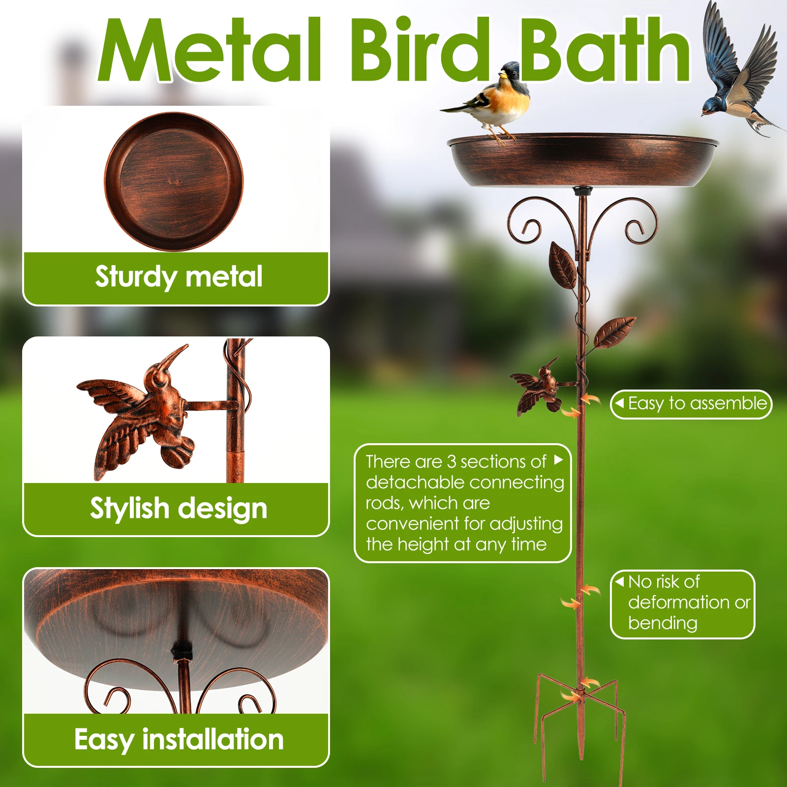 Bird feeder Parrot bird birdtub Iron Standing Bowl feeding watering supplies Outdoor Garden Patio Lawn decor bird accessories