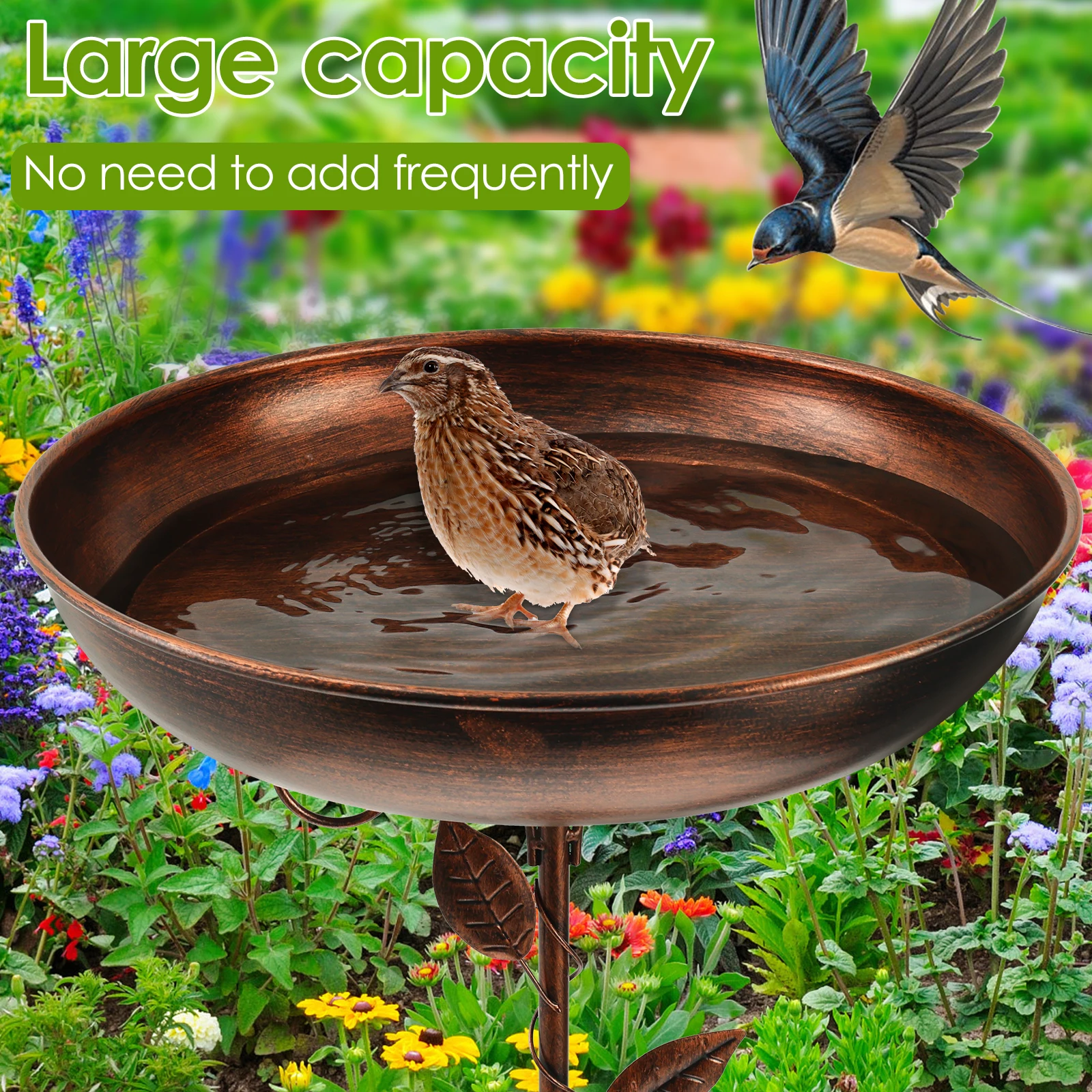 Bird feeder Parrot bird birdtub Iron Standing Bowl feeding watering supplies Outdoor Garden Patio Lawn decor bird accessories