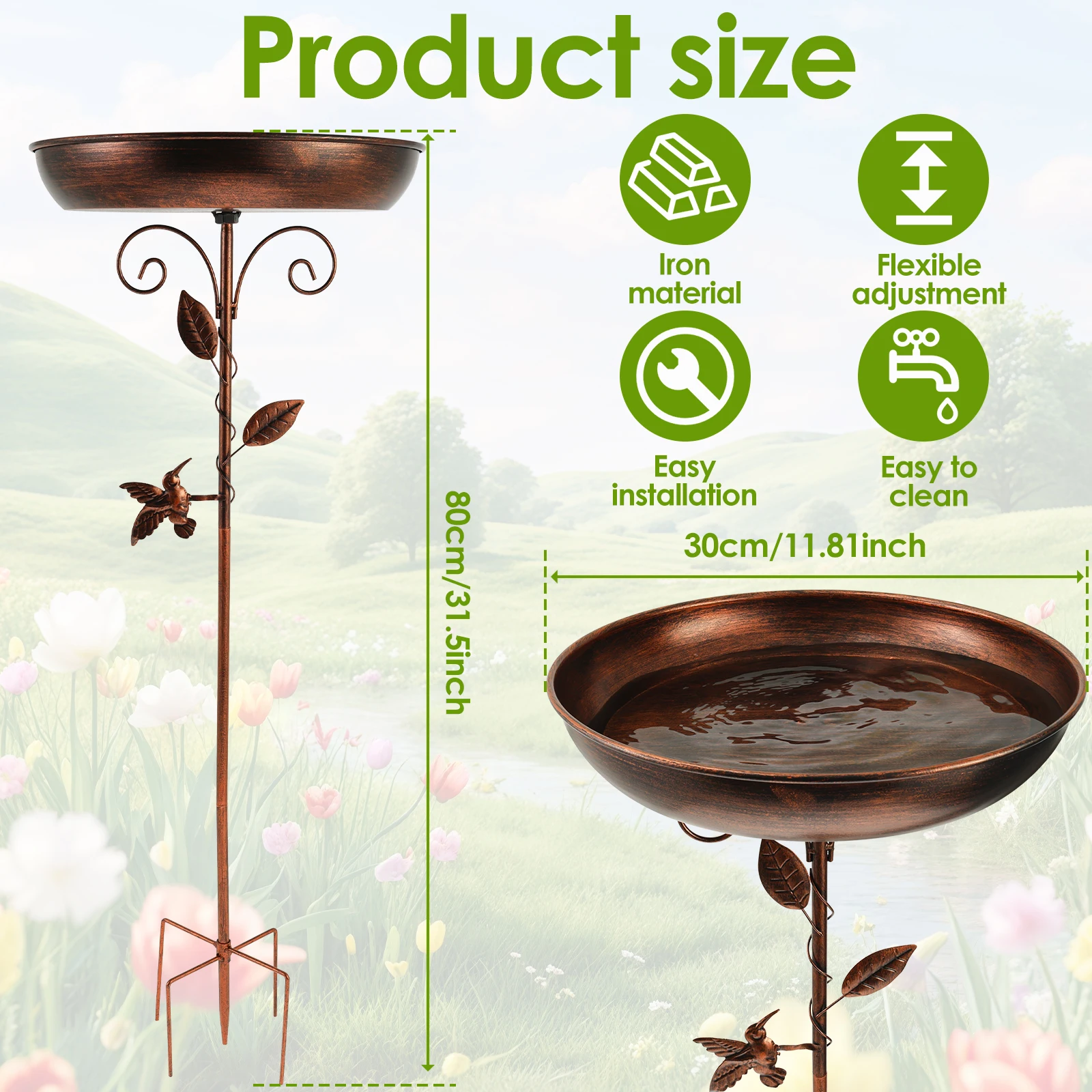 Bird feeder Parrot bird birdtub Iron Standing Bowl feeding watering supplies Outdoor Garden Patio Lawn decor bird accessories