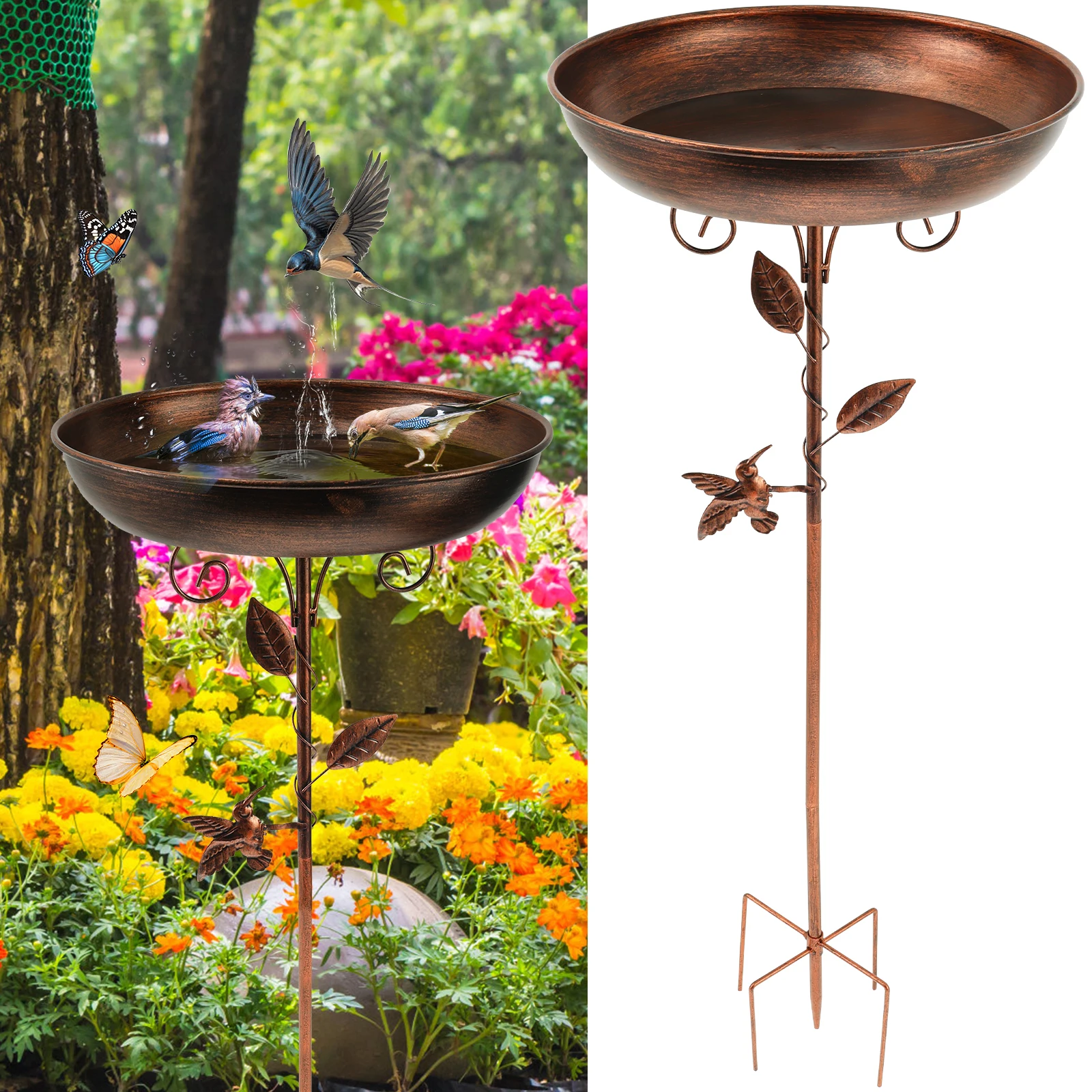 Bird feeder Parrot bird birdtub Iron Standing Bowl feeding watering supplies Outdoor Garden Patio Lawn decor bird accessories