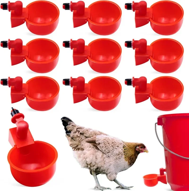10/20/30Pcs Chicken Waterer Cups Chicken Feeder Cup for Chicken Duck Turkey Rabbit,3/8 Inch Thread Poultry Watering Feeder