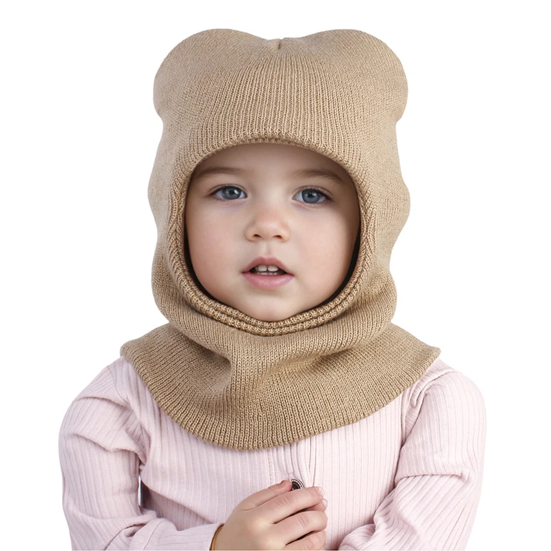 Winter Baby Balaclava Hat Warm Knitted Woolen Beanie Cap Scarf One-Piece Kids Ear Protection Hat Toddler Neckerchief Bonnet 1-7Y - Image 4