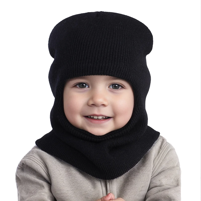 Winter Baby Balaclava Hat Warm Knitted Woolen Beanie Cap Scarf One-Piece Kids Ear Protection Hat Toddler Neckerchief Bonnet 1-7Y - Image 5