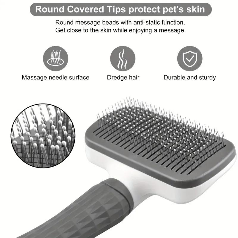 Dog Massage Brush with One-Button Clean, Pet Deshedding Glove for Golden Retriever Husky Cats,Grooming Shedding Tool for Bathing - Image 3