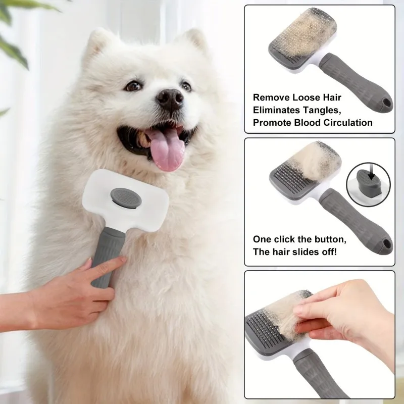 Dog Massage Brush with One-Button Clean, Pet Deshedding Glove for Golden Retriever Husky Cats,Grooming Shedding Tool for Bathing - Image 5