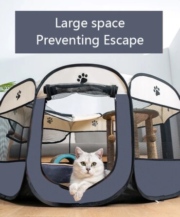 Portable Foldable Pet Tent Kennel Octagonal Pet Tent Foldable Portable Oxford Cloth Cat and Dog Nest Home Furnishings