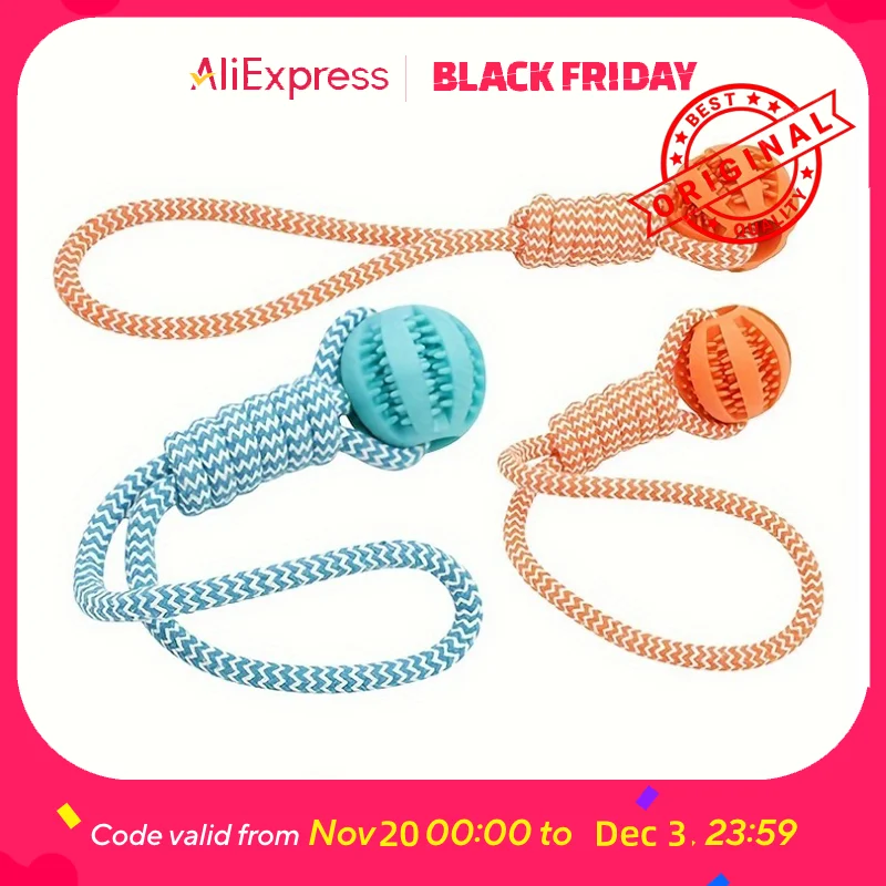 Durable Braided Rope Pet Chew Toy Ball - Dental Cleaning & Treat Dispenser, Fetch & Tug Play for Small/Medium Dogs