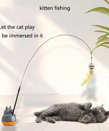 Chinchilla cat funny cat stick steel wire long pole feather cute cat toy kitten fishing rotating self-pleasure relief pet toy