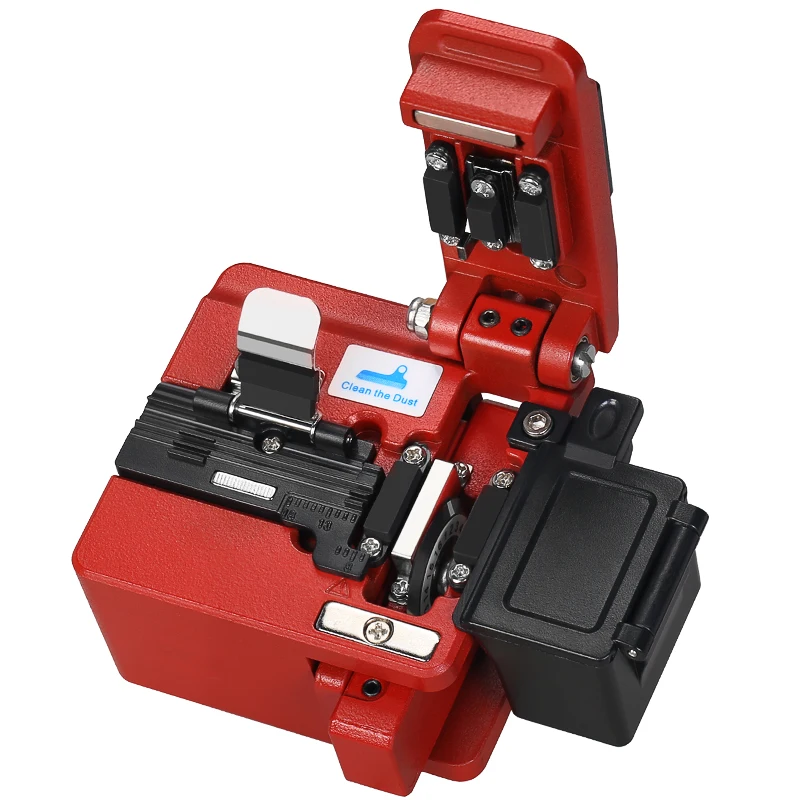 Optical Fiber Cleaver FTTH High Precision Cutting Tool Fiber Optic Cable Cutting Knife 16 Surface Blade With Waste Fiber Box