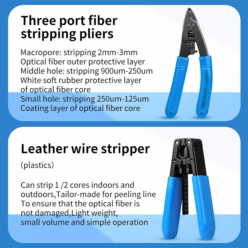 Fiber Optic Tool Kit With S-6C Fiber Cleaver Optical power meter(OPM) 15mW Visual fault locator(VFL) Fiber Stripper FTTH Tools - Image 4