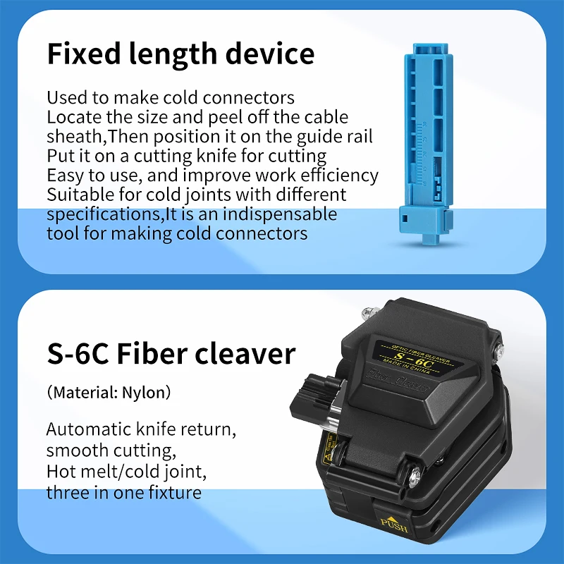 Fiber Optic Tool Kit With S-6C Fiber Cleaver Optical power meter(OPM) 15mW Visual fault locator(VFL) Fiber Stripper FTTH Tools - Image 5