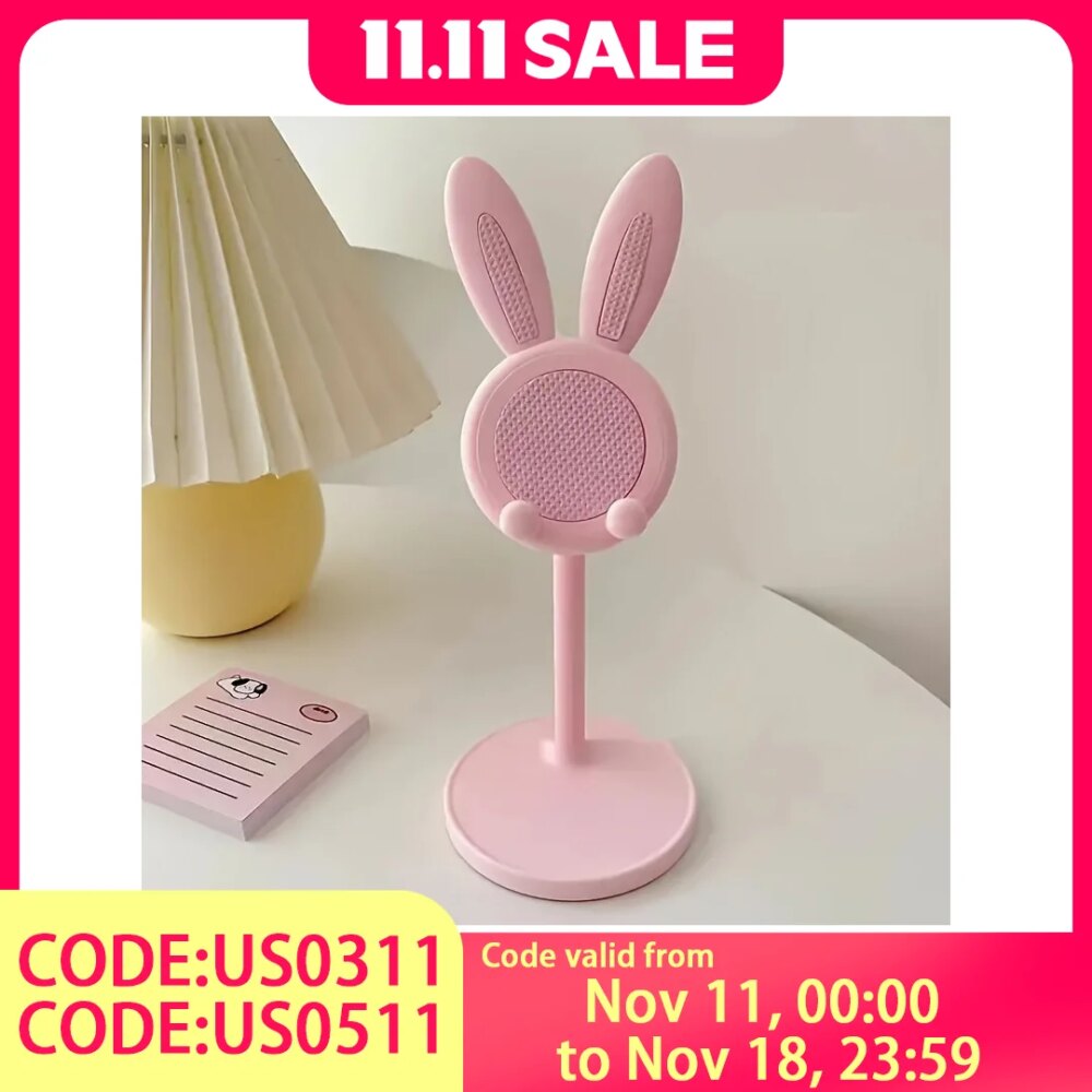 Rabbit Phone Stand – Plastic, Hands-Free, Universal for Phones & Tablets, Room Decor